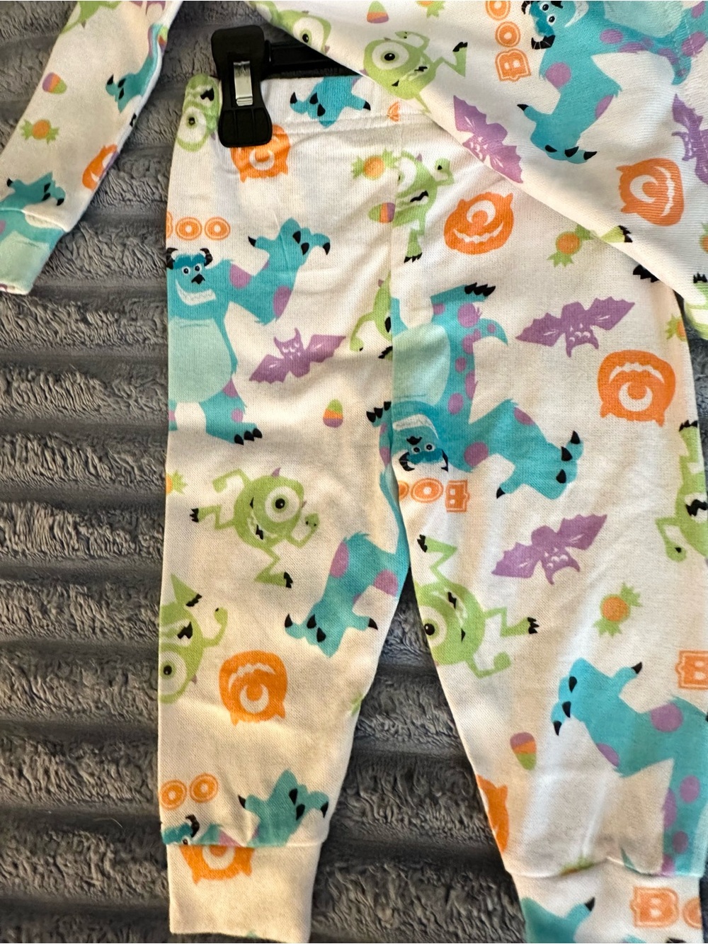 Monsters Halloween Pajama Set - White with Teal, Lime & Purple Prints
